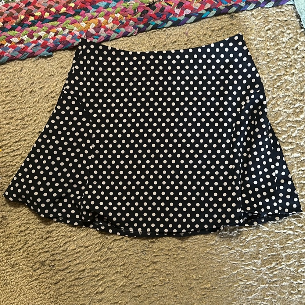 Black and khaki polka dot skirt